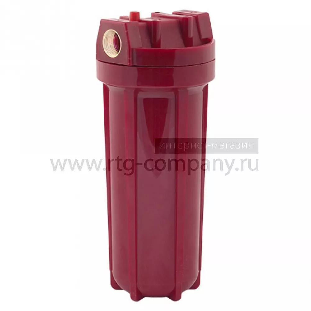 Корпус фильтра, SL10, ВР 3/4", для горячей воды, красный корпус, АкваБрайт (АБФ-ГОР-34)