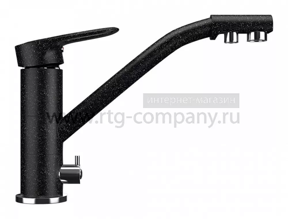 Смеситель для мойки Ulgran 010-308 с краном для питьевой воды (цвет черный)