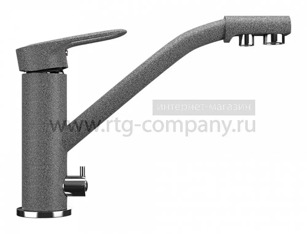 Смеситель для мойки Ulgran 010-309 с краном для питьевой воды (цвет темно-серый)