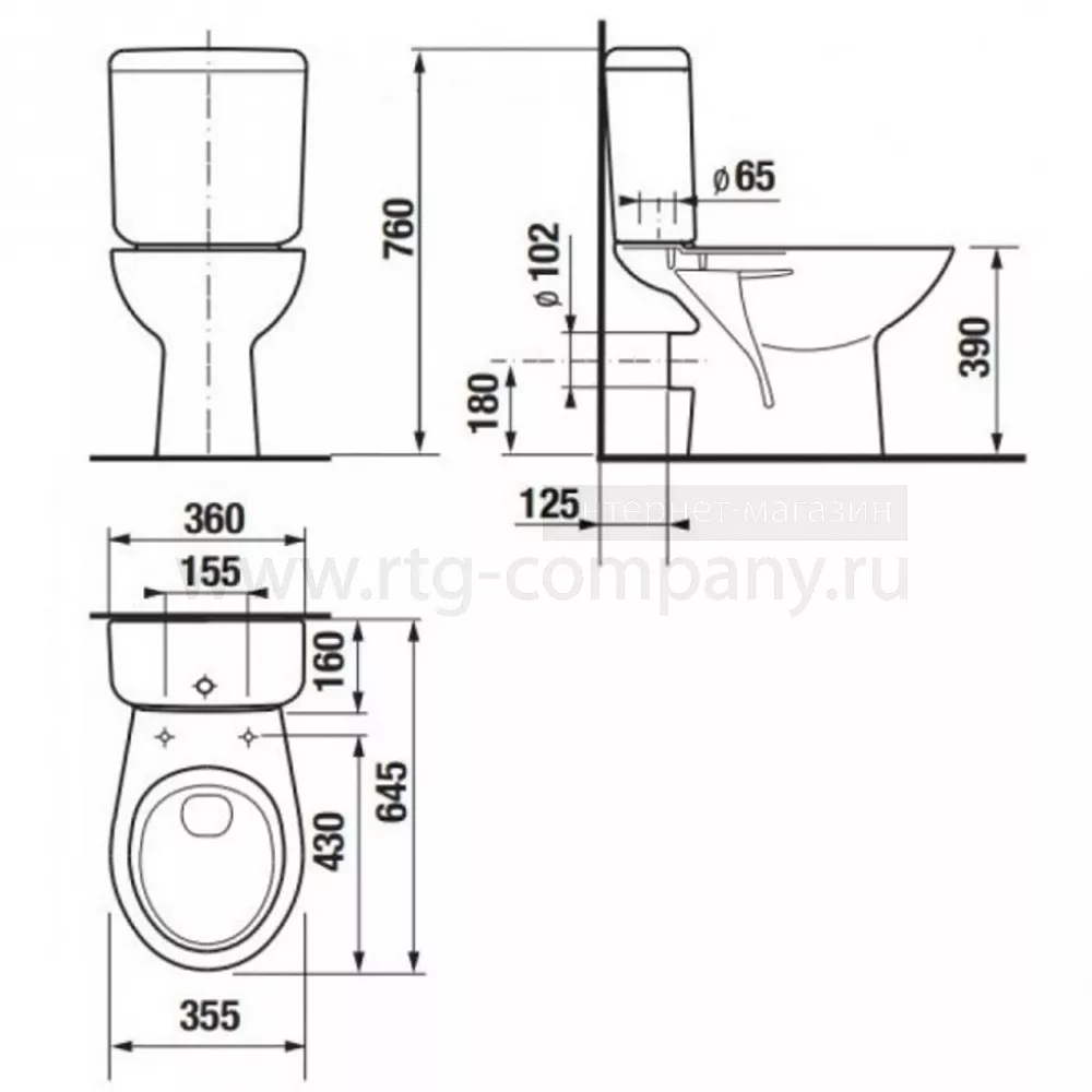 Унитаз-компакт напольныйJika"ZETA"цветбелый,горизонтальныйвыпуск645*355(253960002429)(Безкрышки)
