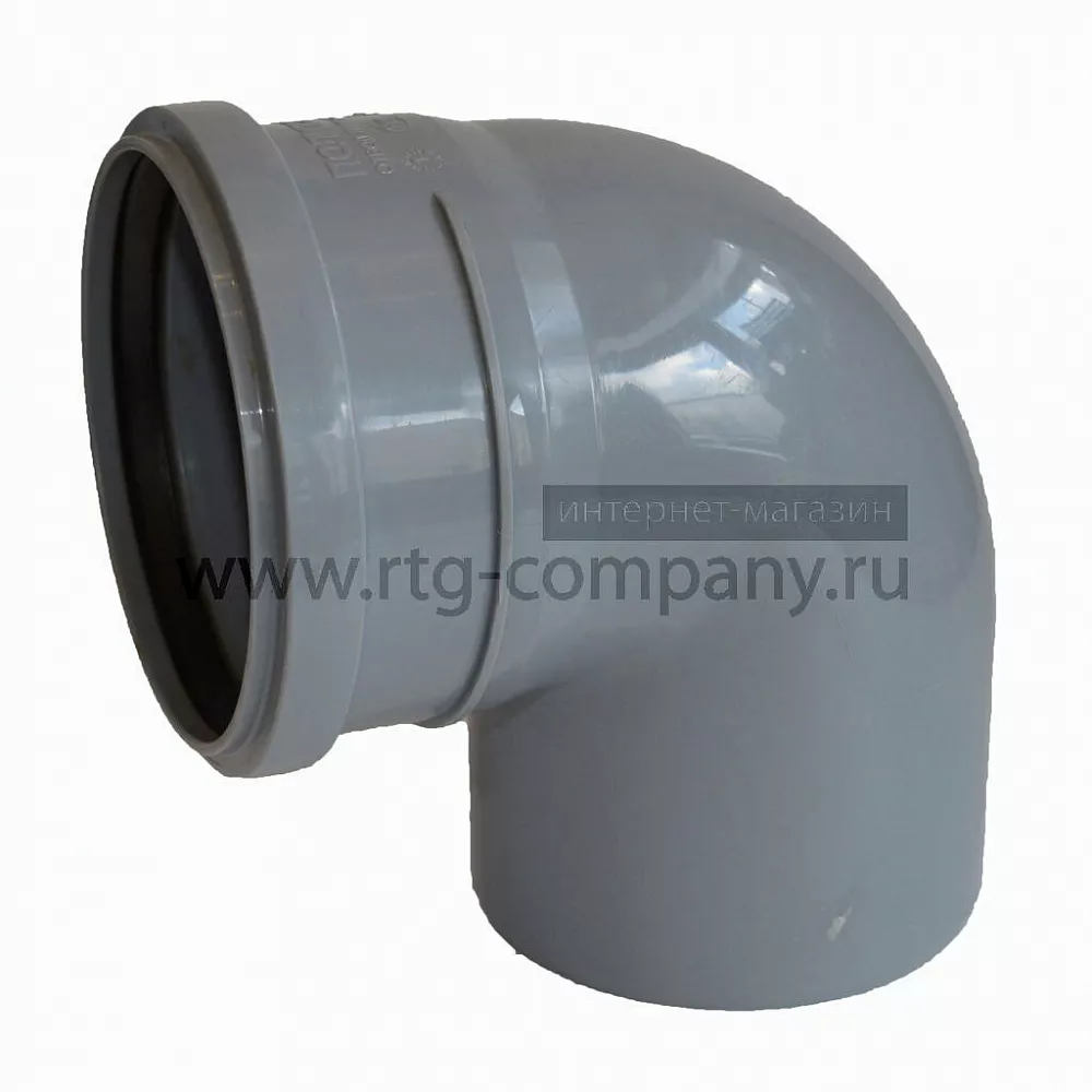 Отвод канализационный ПП 110*87гр.С мм с раструбом серый ( уп.50 шт)
