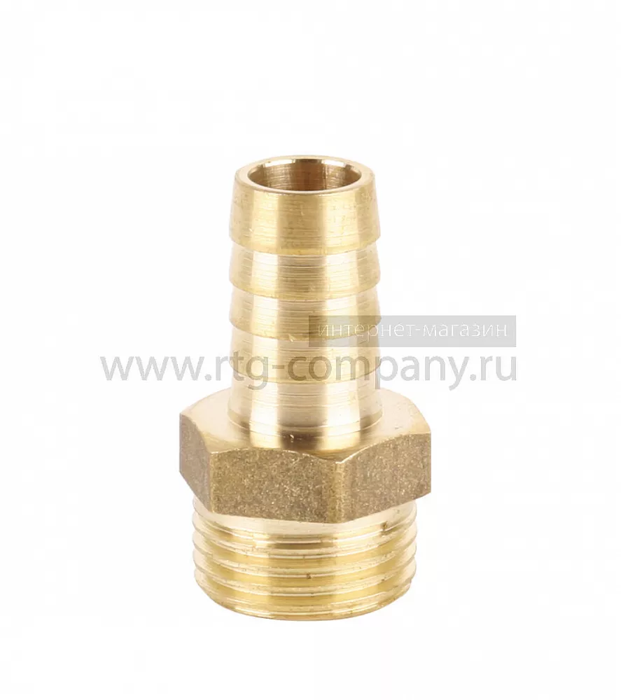 Штуцер (елочка) НР наружная резьба d 1/2" х 14 латунь (JIF) (335) уп 10 шт